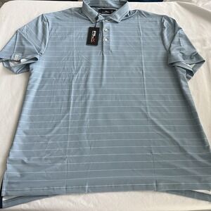 Rlx Ralph Lauren Polo Shirt Mens 2XL Blue White Striped Performance Stretch NWT